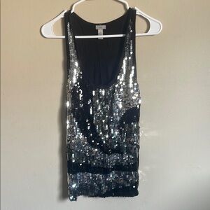 Diva Black and Silver Sequin Tank Top (Bin C)​